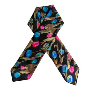 Vtg Head Neck Scarf Kerchief Colorful Tulips Cathy Accessories Thousand Oaks CA